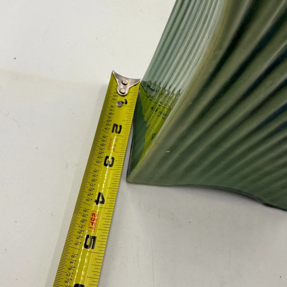 Marietta Modern Vase M-103 Green Ribbed Mid-Century 1950s Vintage Ceramic Decor